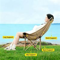 Chaise de jardin pliable portable et confortable à dossier haut réglable en quatre positions, en acier carbone et tissu Oxford, moderne, pour extérieur, plage et parc