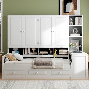 Multifunzionale bianco in legno massello <span class=keywords><strong>letto</strong></span> di combinazione per <span class=keywords><strong>camera</strong></span> <span class=keywords><strong>da</strong></span> <span class=keywords><strong>letto</strong></span> con grande capacità armadio scrivania e cassetto Design - Product Image 5