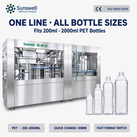 Ligne de production clé en main de remplissage d'eau 18000 BPH avec contrôle PLC pour bouteilles PET, haute précision, pour usine de boissons Sunswell CE