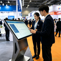 Indoor Public Information Display K-Type Kiosk 43/50/55/65 Inch UHD Screen WIFI LAN Built-in Free Lifetime CMS Software