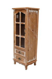 Armoire de rangement rustique en bois avec porte décorative découpée et 2 tiroirs, organisateur étroit et <span class=keywords><strong>haut</strong></span> pour salon, chambre à coucher - Product Image 5