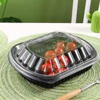 Boîte à lunch jetable en plastique pour compagnies aériennes, conteneur alimentaire de 24 oz, boîte d'emballage alimentaire en plastique PP, utilisable au micro-ondes, avec couvercle