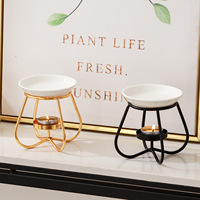 Brûleur d'aromathérapie créatif en céramique noir et blanc à quatre pétales, lampe à huile essentielle, bougie domestique, stock de cire