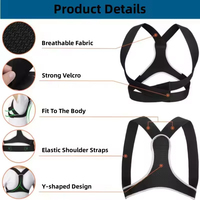 FSPG Ceinture de soutien dorsal réglable pour adultes, correcteur de posture, prévention de la cyphose, soutien des épaules