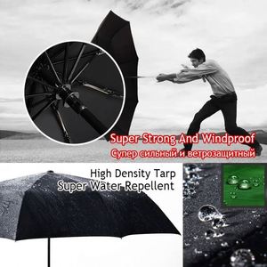 Paraguas Pongee Moderno, Resistente al Viento, con Mango Curvo de 3 Pliegues, Totalmente Automático, con Protección UV, para Regalos Empresariales - Product Image 4