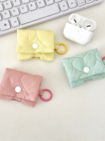 Tas penyimpan Earphone, tas penyimpan Headset nirkabel warna permen portabel, Gantungan Kunci lembut gaya Korea
