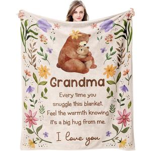 <b>Pink</b> Floral Grandmother Quote Grandma Flannel <b>Blanket</b> Throw <b>Blanket</b> Nap <b>Blanket</b> Machine Washable Fade Resistant Custom Print - Product Image 3