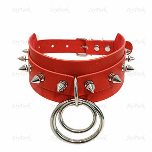JoyPark 패션 펑크 록 고딕 스파이크 SM 초커 큰 O-라운드 내구성 하이 퀄리티 PU 가죽 스터드 리벳 칼라 목걸이 - Product Image 2