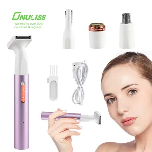 4 In 1 Waterproof Rechargeable USB Electric Epilator Painless Facial Body Shaver Eyebrow Trimmer Hair Remover