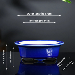 Commercio all'ingrosso Yixing vasi decorativi per piante colorato ovale lucido vetro Bonsai vaso per giardino <span class=keywords><strong>esterno</strong></span> elementi essenziali vasi di fiori <span class=keywords><strong>fioriere</strong></span> - Product Image 4