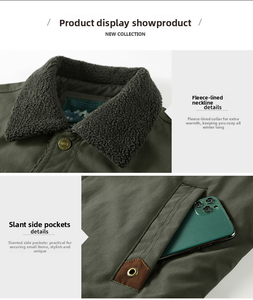 Мужская Толстая теплая куртка из полиэстера с Европейским воротником, Повседневная американская куртка в стиле ретро, <span class=keywords><strong>M</strong></span>-6XL - Product Image 4