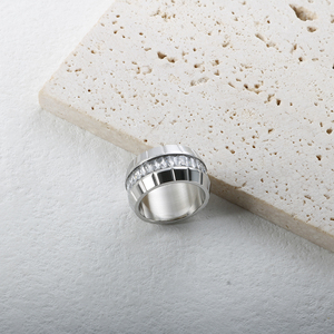 Anillo de acero inoxidable personalizado para pareja de adolescentes, anillo de circón circular de acero de titanio, piedra no caída, nuevo diseño - Product Image 3