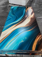 Panneau mural décoratif en PVC à texture marbre avec revêtement UV pour la décoration intérieure des murs, escaliers, salles de bain et entrepôts