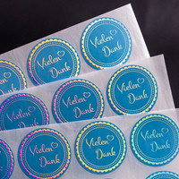 Pegatinas Redondas Holográficas Personalizadas de Agradecimiento, Etiquetas Circulares Azules con Lámina Láser Arcoíris para Empaque de Regalos, Sellos para Sobres de Boda