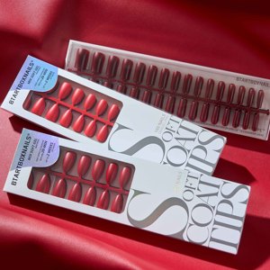 BTArtbox SCOATTIPS เล็บปลอมสีแดง 160 ชิ้น ขายส่ง คุณภาพสูง เล็บเจลนิ่ม เล็บปลอมแบบกดติด En Gros - Product Image 1