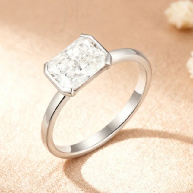 2ct Moissanite Radiant Cut Solitaire Ring Elegant Crisp Edges Premium Fire Perfect Women's Engagement Wedding Jewelry Gift
