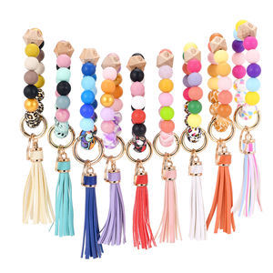 <span class=keywords><strong>Bracelet</strong></span> en <span class=keywords><strong>silicone</strong></span> coloré porte-clés portefeuille pour femmes porte-clés <span class=keywords><strong>bracelet</strong></span> perles porte-clés à pampilles - Product Image 2