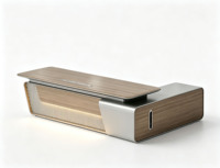 Meubles de bureau de style italien, bureau de direction haut de gamme fonctionnel avec LED, bureau de direction léger et luxueux, bureau de PDG