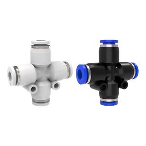 Raccord rapide pneumatique à quatre voies à tête Phillips en plastique PZA8 6 4 10 12 avec tuyau d'air de 468 10 12 mm, état neuf - Product Image 1