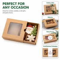 Caja de Galletas Navideñas al por Mayor XJY, Caja Pequeña Deslizante de Papel Kraft con Ventana Transparente Esmerilada de PVC