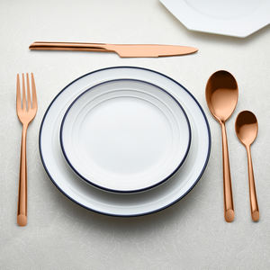 Ensemble de couverts de luxe en acier inoxydable noir et or rose, 4 à 5 pièces, lavable au lave-vaisselle, pour le thé, le dessert, les mariages, les restaurants, cuillère, couverts - Product Image 3