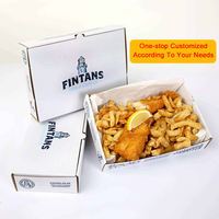 Boîte en papier personnalisée pour emballages de poisson et frites, boîte à emporter pour poisson et frites, boîte à emporter pour fast-food, boîtes d'emballage pour hamburgers et pizzas avec logo