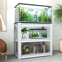 Support d'aquarium 3 niveaux en métal rectangulaire, 20-30 gallons, réglable, blanc antique, pour salon - Vente chaude