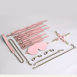 Đồ Chơi Tình Dục Dành Cho Người Lớn Da Thật 8 Miếng Bondage Set Da Thật Màu Hồng Bondage Kiềm Chế Bịt Mắt Cổ Áo Còng Tay - Product Image 4