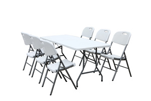 6FT hình chữ nhật màu trắng nhựa gấp bàn ghế set8ft 10 người bán buôn Heavy Duty vườn Đảng - Product Image 2