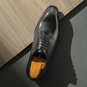 Leather Men's Small Square-Toe Oxford <b>Shoes</b> for Business Formal Wear Handcrafted Brushed Metal Finish Men's <b>Shoes</b> - Product Image 4