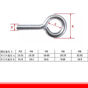 M3 M4 M5 M6 M8 M10 <span class=keywords><strong>M12</strong></span> Acier Galvanisé Mouton Oeil Vis Anneau <span class=keywords><strong>Crochet</strong></span> Anneau Suspendu Anneau Vis Boulon - Product Image 6