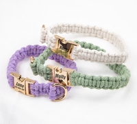 Collier pour chien personnalisé de luxe, tressé en macramé, en paracorde, fait main, en coton tissé, avec boucle gravée du nom