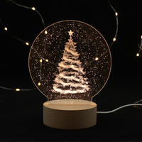 Lampe led de noël avec Base en bois, arbre de noël, veilleuse 3D, cadeau pour enfants