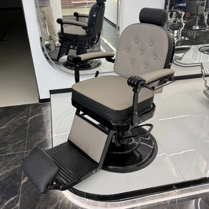 Fauteuil de Barbier Moderne en Cuir pour Hommes – Idéal pour les Coupes <span class=keywords><strong>Pompadour</strong></span> et Fade – Inclinable avec Rotation à 360° et Pompe Hydraulique – Pour Salons de Coiffure et Barbiers - Product Image 2