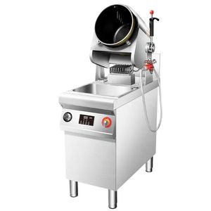 Machine Cuisson Automatique 2000W 6L,Wok De Cuisson Automatique,Machine à Riz Frit, Démarrage Intelligent En Un Clic,Trois Vitesses Réglables,Rotation