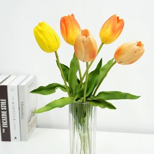 Venta al por mayor de alta calidad Artificial Real Touch PU tulipán Artificial naranja tulipán para la decoración de la boda de la Mesa del hogar - Product Image 5