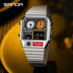 SANDA 3192 LED Watch for Men Multifunction Alarm Luminous Electronic Temperature Waterproof <strong>Digital</strong> Stopwatch LED Watches <strong>Clocks</strong> - Product Image 3