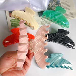 BSCI fabbrica di alta qualità accessori per capelli ragazza acetato fermaglio per capelli 10cm gelatina Jumbo cellulosa pinza artiglio a strisce - Product Image 3