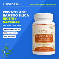 Kapsul Bambu Silika Biotin LIFEWORTH OEM ODM untuk Kecantikan Rambut, Kulit, dan Kuku