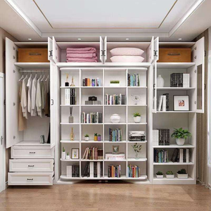 Lit mural pliant <span class=keywords><strong>invisible</strong></span> rotatif en bois, design moderne personnalisable, taille double/queen, avec bibliothèque et armoire, vente chaude - Product Image 4