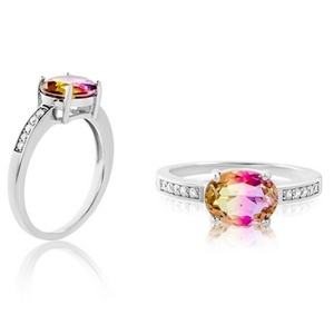 Bagues en argent sterling 925 avec améthyste simulée ou tourmaline pastèque - Product Image 2