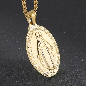 Colgante de la Virgen María, Dijes de Acero Inoxidable Chapados en Oro, Dijes Religiosos para Hacer Joyas - Product Image 6