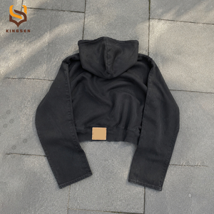 Sweat à capuche personnalisé pour homme, coupe oversize, en coton molletonné épais, effet délavé, imprimé streetwear, sans cordon, coupe courte - Product Image 2