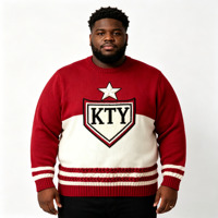 Nouvelle Arrivée Pull en Tricot Rouge Crème KTY avec Patch Brodé KTY Shield Col Rond