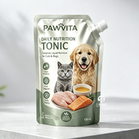Pochettes souples personnalisées en aluminium imprimées en usine avec bec verseur, faible MOQ, pour bouillon de viande pour animaux, boissons liquides nutritives