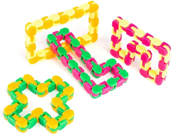 Pelacak Bergelombang dan Klik Mainan Fidget untuk Mainan Anak-anak Sensorik Puzzle Ular, Berbagai Warna