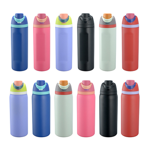 <span class=keywords><strong>Bouteille</strong></span> d'eau colorée avec couvercle portable en métal, isolée sous vide en acier inoxydable |   Gourde réutilisable anti-fuite pour le bureau et les voyages - Product Image 1