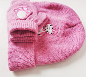 Sevimli işlemeli köpek ve pençeleri bebek eldivenler örme şapka eldiven sonbahar kış akrilik bebekler örgü şapka eldiven kiti - Product Image 2