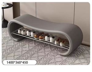 Banco para zapatos minimalista de estilo italiano para la entrada, banco alargado creativo de diseño moderno, taburete para el pie de la cama - Product Image 3