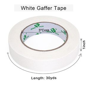 Ruban adhésif gaffer blanc mat non réfléchissant 1 pouce x 30 yards, sans résidu, déchirable à la main, pour l'étiquetage et la réparation de conduites - Product Image 3